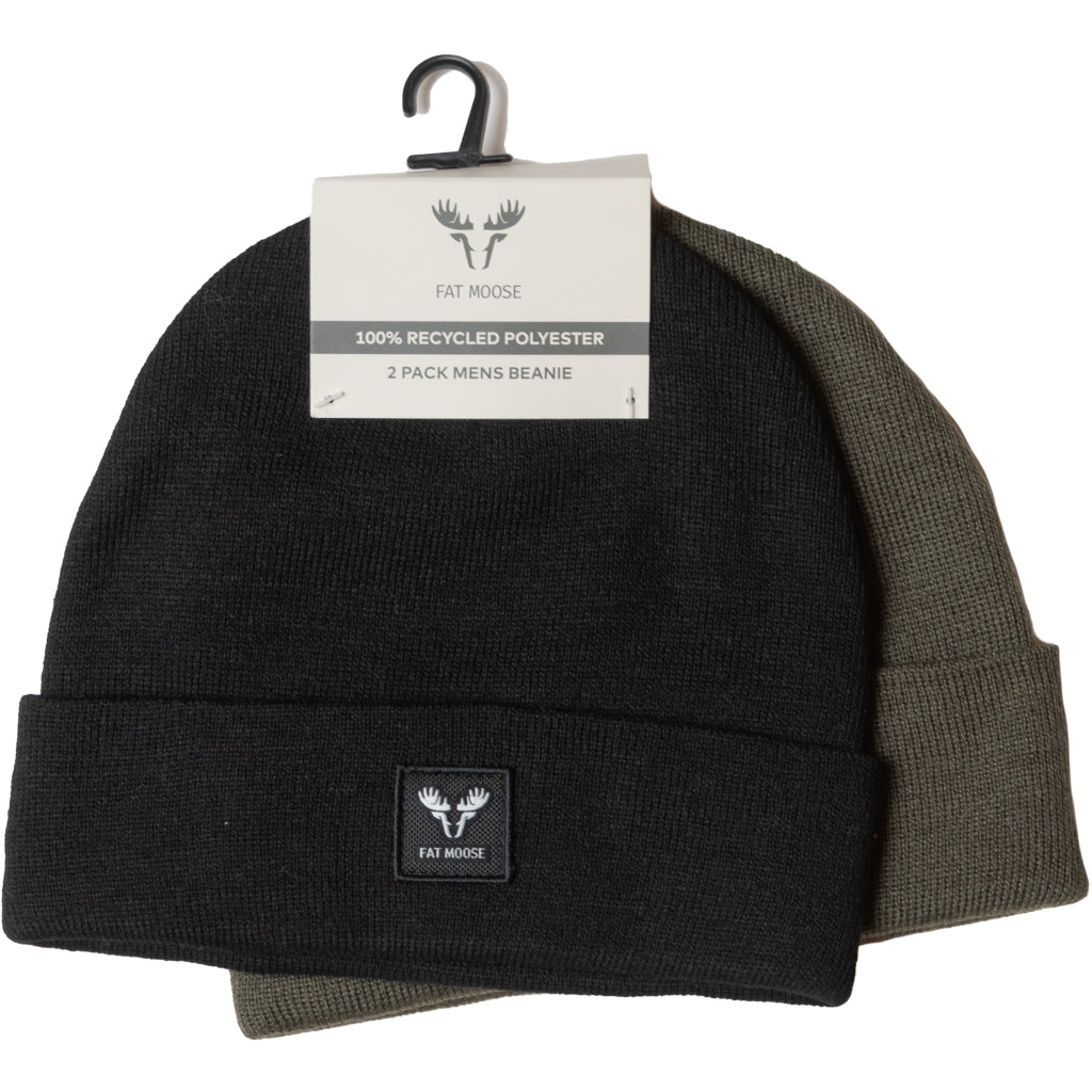 Fat Moose Accessories fmpo-2pack-beanie-black-army_ONE SIZE - Bygholm Menswear