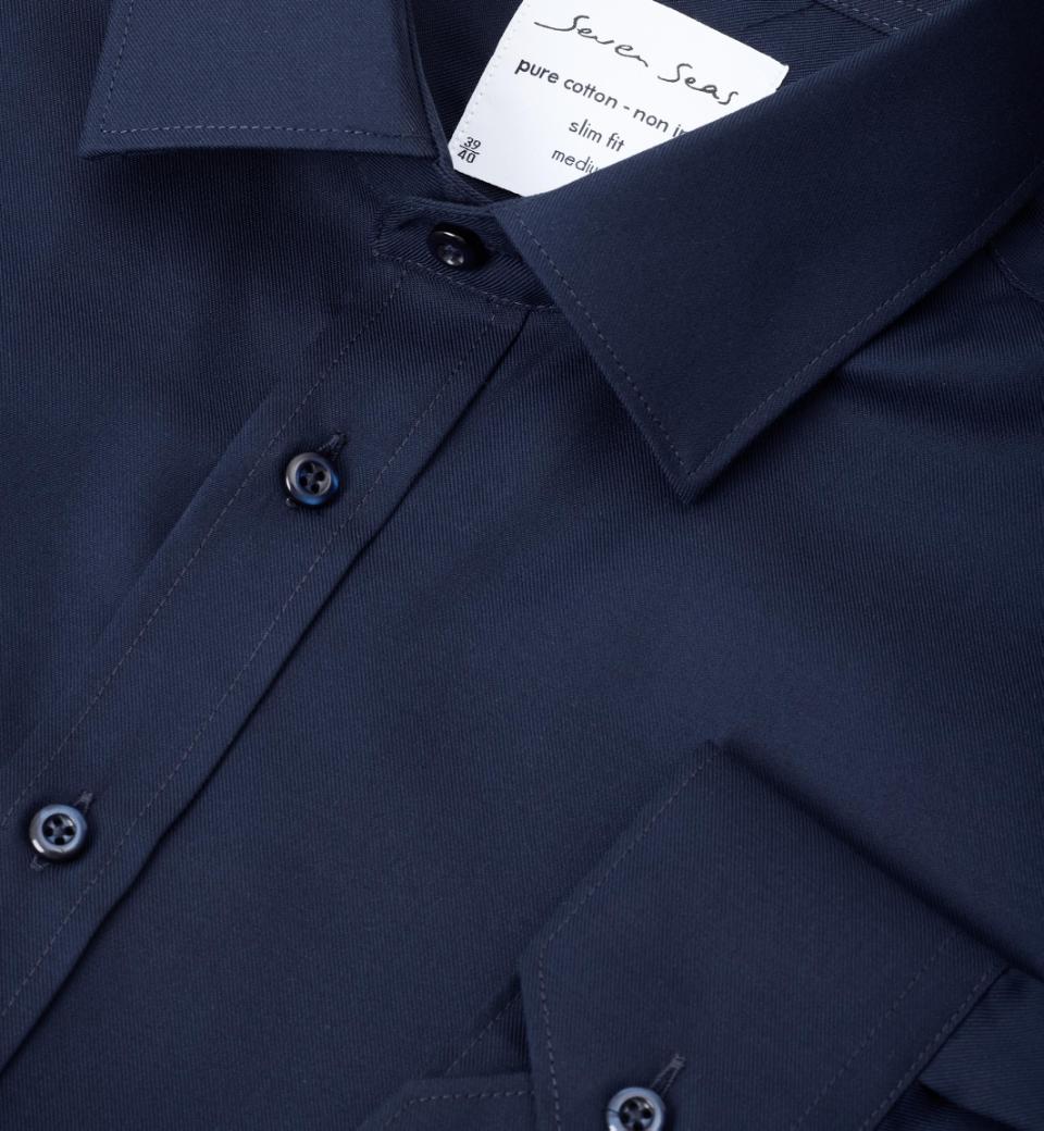 Seven Seas Skjorter ss30-navy_S - Bygholm Menswear