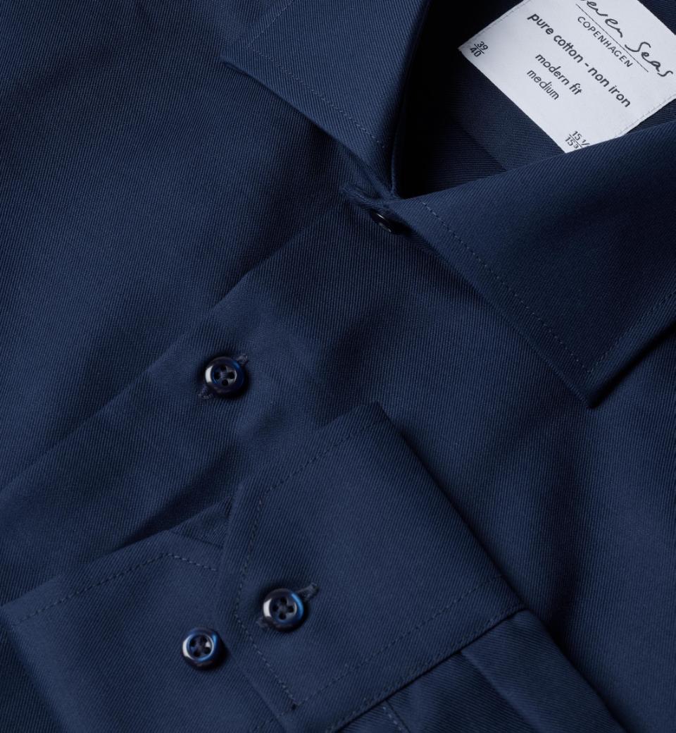 Seven Seas Skjorter ss8-navy_S - Bygholm Menswear